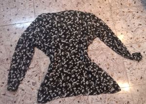 Floral Cardigan style Black Tank Top