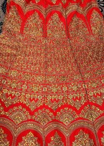 Red &amp; Gold Embroidered Saree