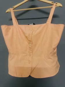 Peach Button-Down Tank Top