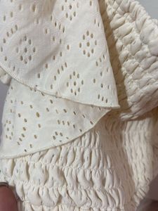 Cream Ruffle Sleeve Crop Top