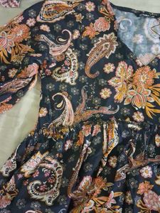 black Boho Paisley Print Dress