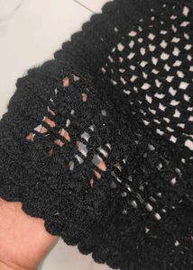 Handmade Sleeveless Black Knit Vest