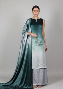 Elegant Teal Ombre Velvet  Salwar Kameez