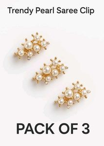 Pearl Saree Clips - Pack of 3 With Free Ring