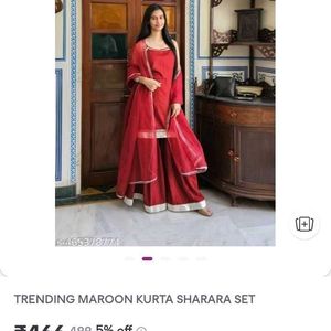 Maroon Kurta Sharara Set