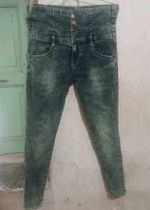 High Waisted Acid Wash Jeans