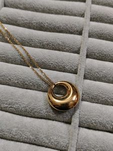 Antitarnish Gold-tone Circle Pendant Necklace