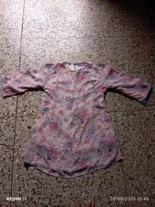 Floral Pink Short Kurti