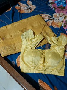 Golden Yellow Readymade Saree Blouse