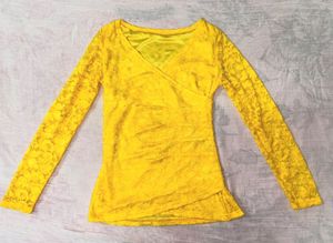 Y2K Yellow Lace Top Vintage