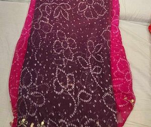 Purple Pink Shaded Bandhani Sarees