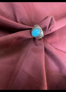 Stylish Silver Plated Men's Ring with Sky Blue Sto