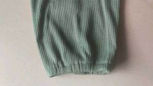 Olive Green Ribbed Button-Up Top