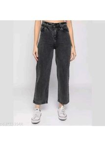 Blackish Grey Straight Fit Jeans
