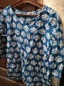 Leaf Print Blue Top
