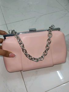 Pink Clutch With Detachable Sling