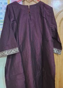 New Libas Silk Blend Burgundy Kurta Set (XXL)