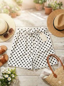Polka Dot Tie Waist Shorts