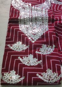 Maroon Gota Patti Unstitched Kurta Set