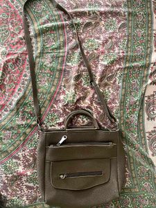 Brown Faux Leather Satchel