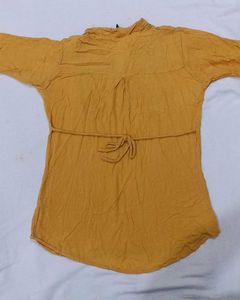 Mustard Embroidered Kurta design top