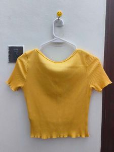 Cute Yellow Ribbed Top