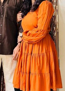 Orange Frill Summer Dress