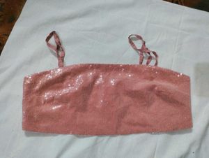 Sparkly Pink Sequin Crop Top