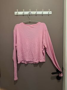 Pink Long Sleeve Crop Top