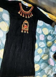Embroidered Black Kurta