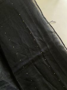 Soft Net Cota Saree Black (With Blouse Material)