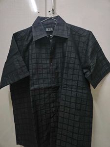 Men Checked Grey-Black Shirt - Size 40 Or Large