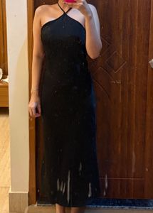 Black Halter Midi Dress