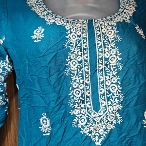 Elegant Blue Embroidered Kurti