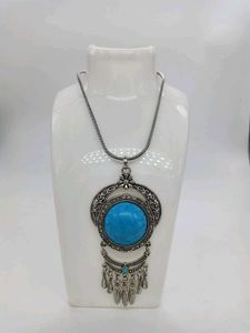 Vintage Silver Turquoise Pendant Necklace