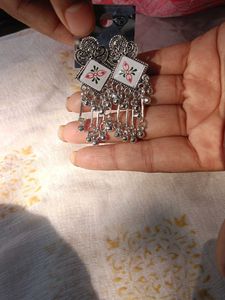 Ethnic Silver Dangle Earrings