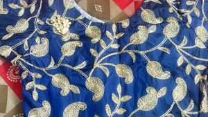 Blue Embroidered Blouse,L,13, K,28Crop Ki Length,