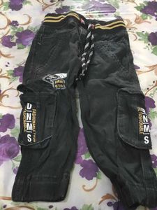 Boys Black Denim Cargo Pants Shirt