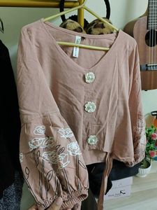 Blush Floral Button Top