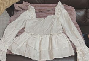 White Ruffle Peplum Top