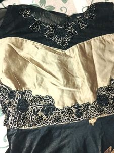 Elegant Black &amp; Gold Floral Dress