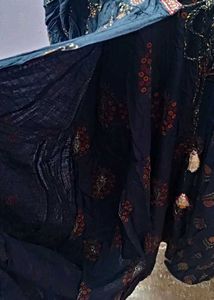xxl festive black double layer anarkali