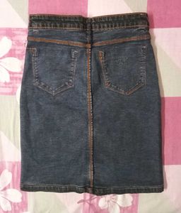 Denim Button-Front Mini Skirt