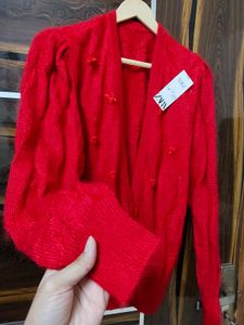 Red Knit Cardigan