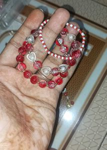 Red Beaded Bracelet Set
