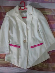 White Blazer with Pink Trim