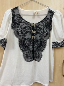 White Lace Detail Top