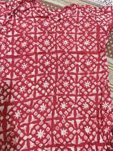 Red & White Print Kurti ( short )