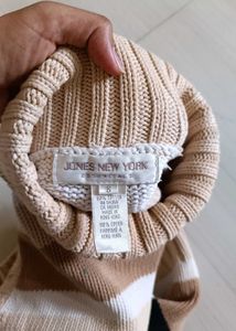 Striped Turtleneck Sleeveless Sweater