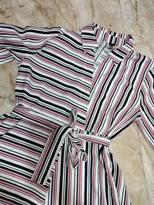 Striped Shirt Dress with Belt